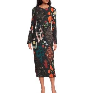 Never Fully Dressed Multicolor Patchwork Long Sleeve Dress